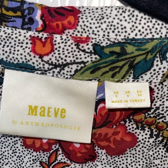 MAEVE x ANTHROPOLOGIE Janie Floral Flounced Long Sleeve Peasant Top Size 0/XS - Picture 7 of 9